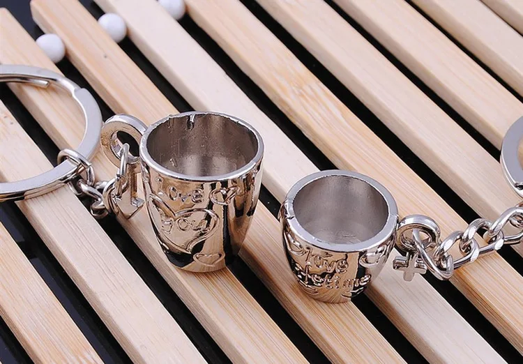 Парный брелок для влюбленных милый ключей с чашкой подвеской Чехол-держатель