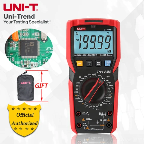 UNI-T UT89XE Цифровой мультиметр; Ручной диапазон True RMS, полнофункциональный, с защитой от сгорания, цифровой дисплей, Электрический измеритель
