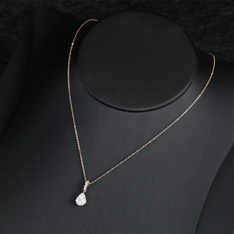 MIGGA Элегантное ожерелье с кулоном в виде капли воды из фианита цвета розового