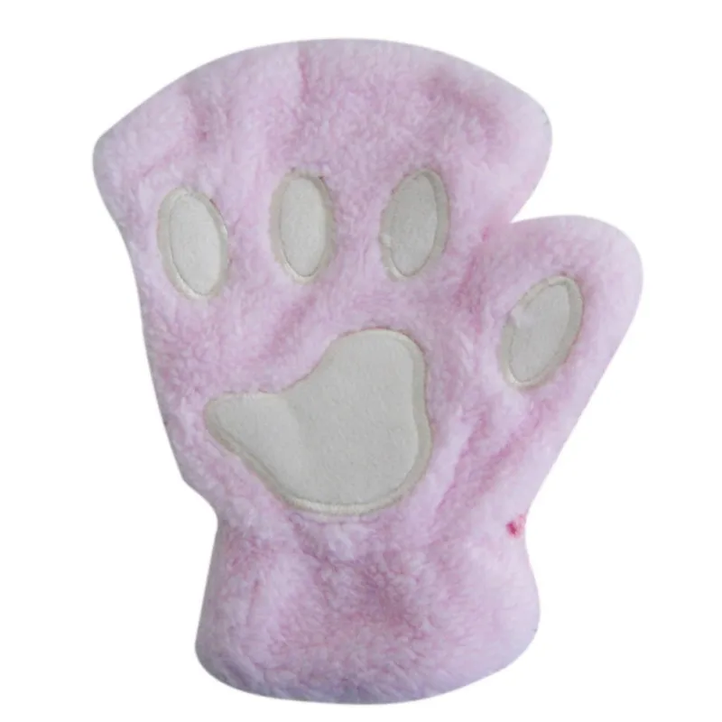 

Women Cute Gloves Cat Claw Paw Plush Mittens Warm Soft Plush Short Fingerless Fluffy Bear Gloves Costume Half Finger Beige
