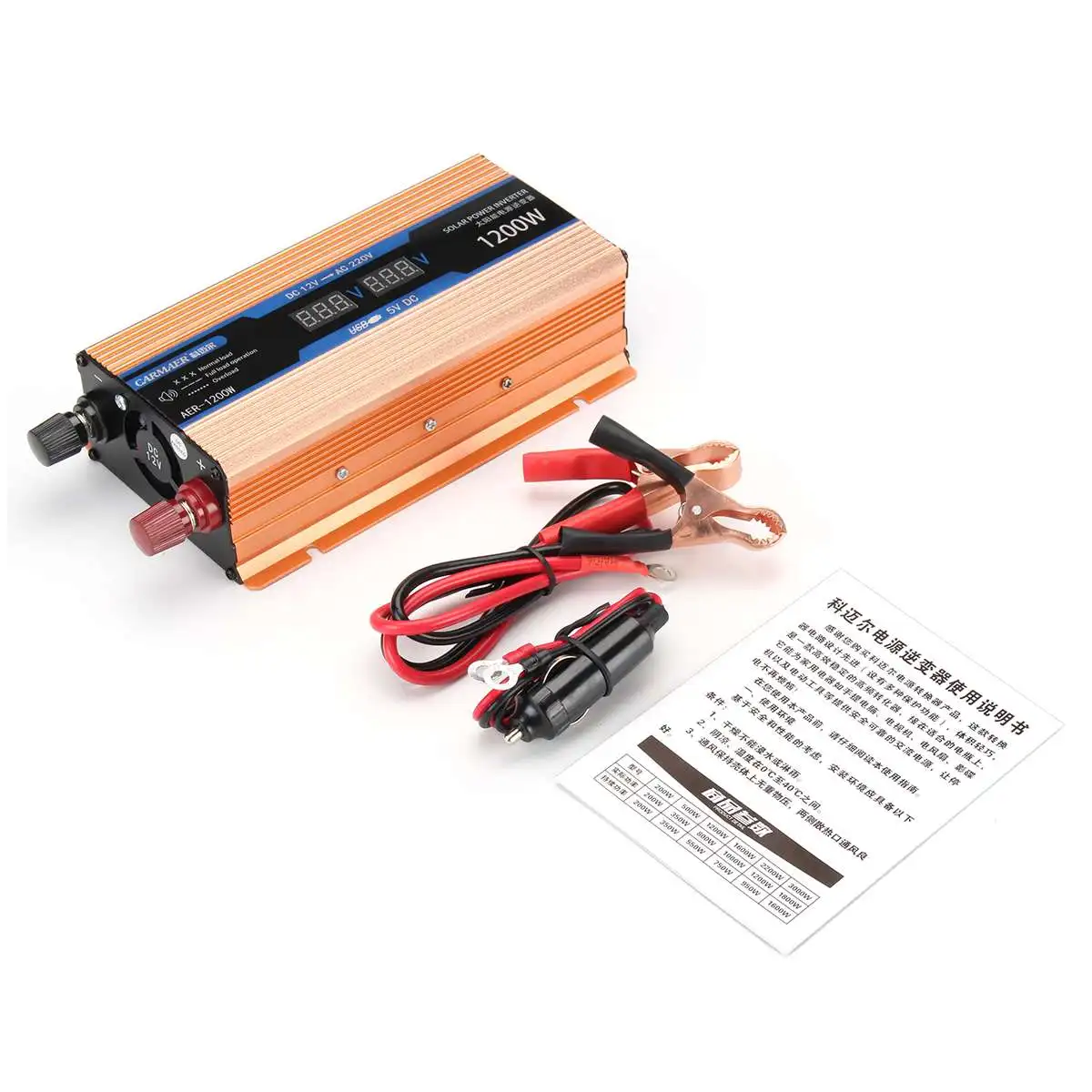 Инвертор 500/1200/2200 Вт AC/DC 12 V/AC 220V умная двойная ЖК-дисплей Дисплей Напряжение трансформатор Синусоидальная волна Мощность автомобильный инвертирующий усилитель Мощность