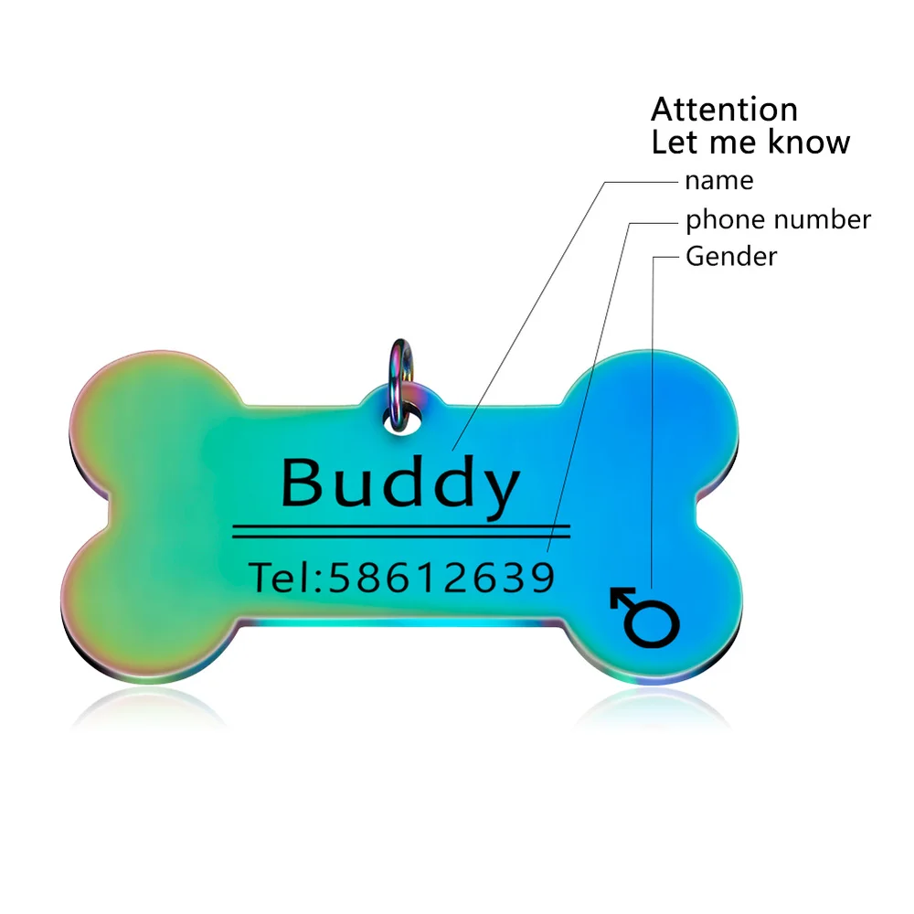 Персонализированные идентификационные бирки для домашних животных радужные