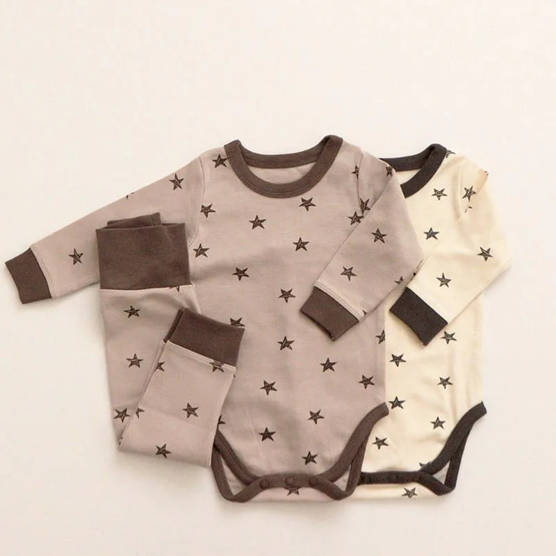 

Romper Solid Color Button Decoration Loose Trousers Stripe 2022 winter 2Pcs Baby Girl Boy Casual Suit Round Neck Long Sleeve
