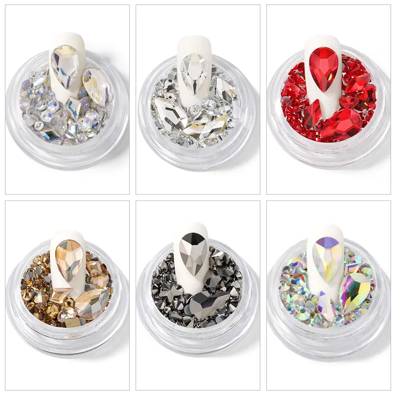 HNUIX 1 коробка 3D Стразы для украшения ногтей с плоским основанием алмазные неромбы
