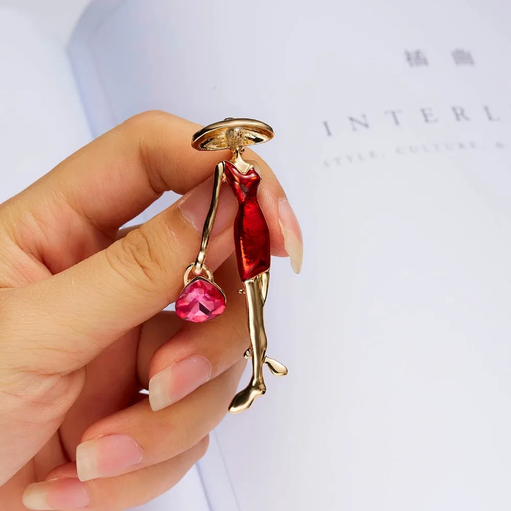 Мода Rhinestone танцы мальчик и девочка чертежное масло фигурка персонажа брошка заколка для женщин Девушка эмаль платье маленькое платье аксессуары