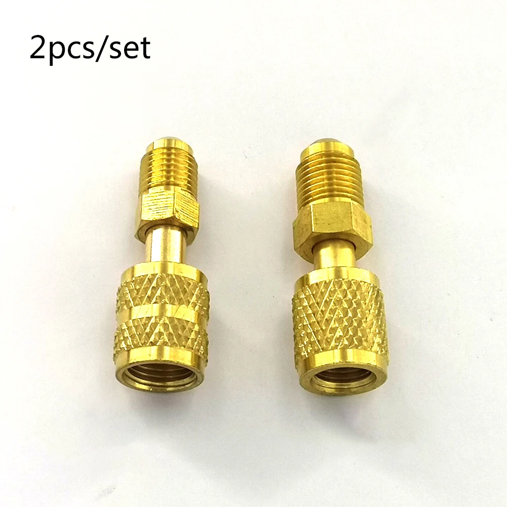 

2pcs R410a Refrigeration Charging Adapter 5/16 SAE F Quick Couplers To 1/4 SAE M Flare 5/16 SAE M To 1/4 SAE For Air Conditioner