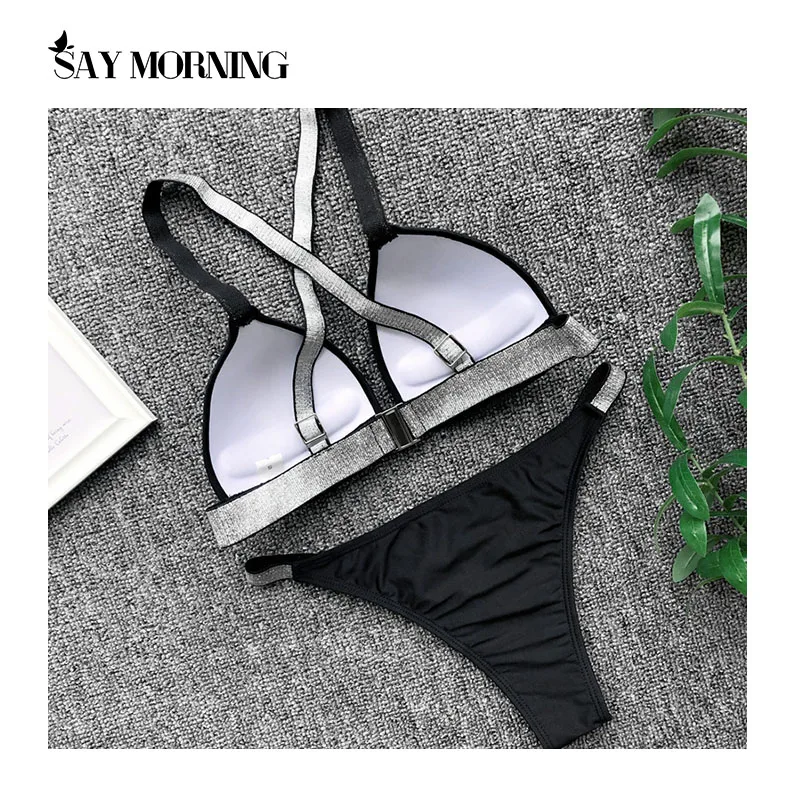 Женский купальник с чашками пуш-ап SAY MORNING открытой спиной и перекрестными