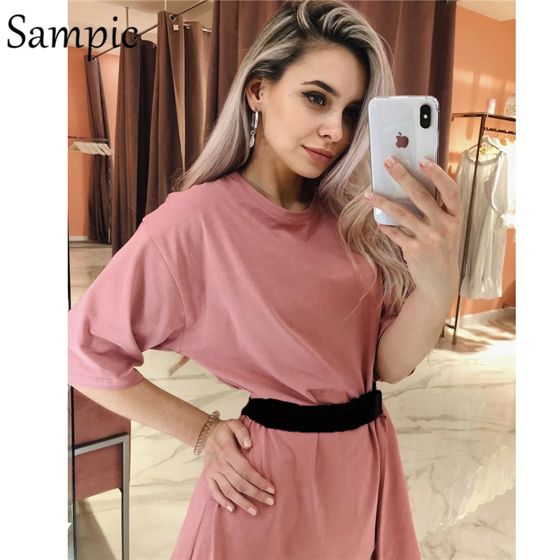 Женский костюм с круглым вырезом Sampic белый и хаки топ коротким рукавом
