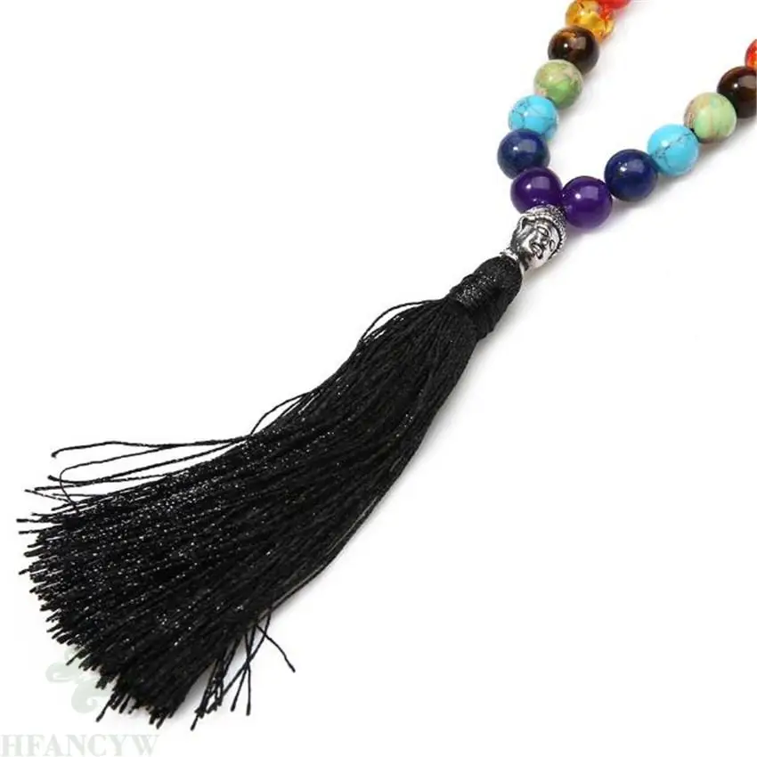 

6MM 108 beads volcanic 7 colour chakra necklace Healing Fancy Chain Handmade Cuff Spirituality Wristband Monk Pray Energy Lucky