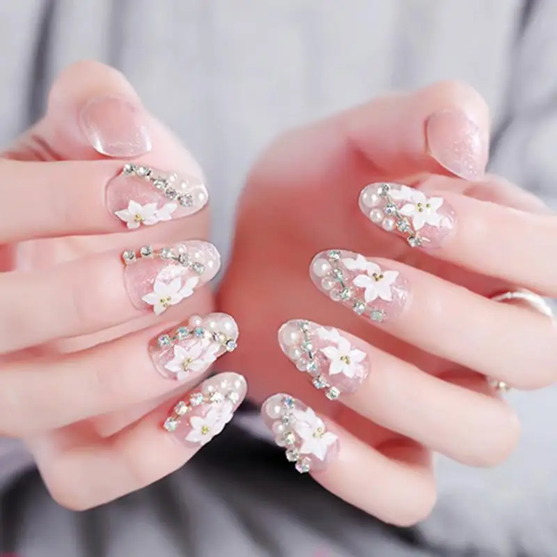 24 шт. искусственные ногти с цветком|Накладные ногти| |