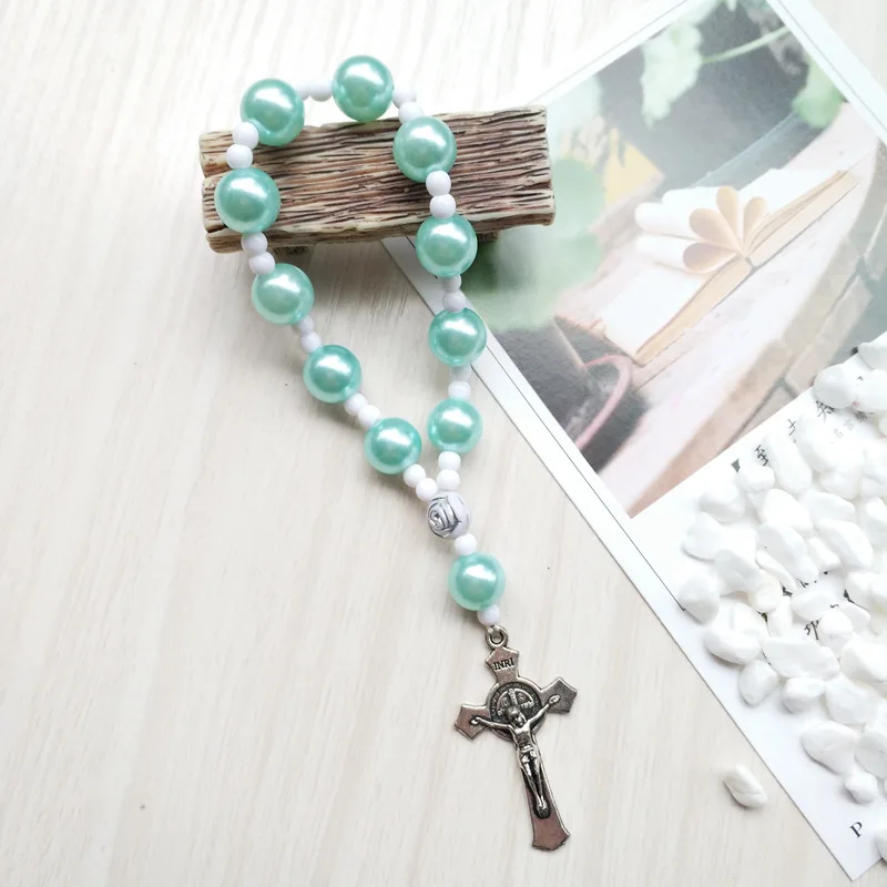 QIGO новый искусственный жемчуг эластичный крест четки браслет Религиозные