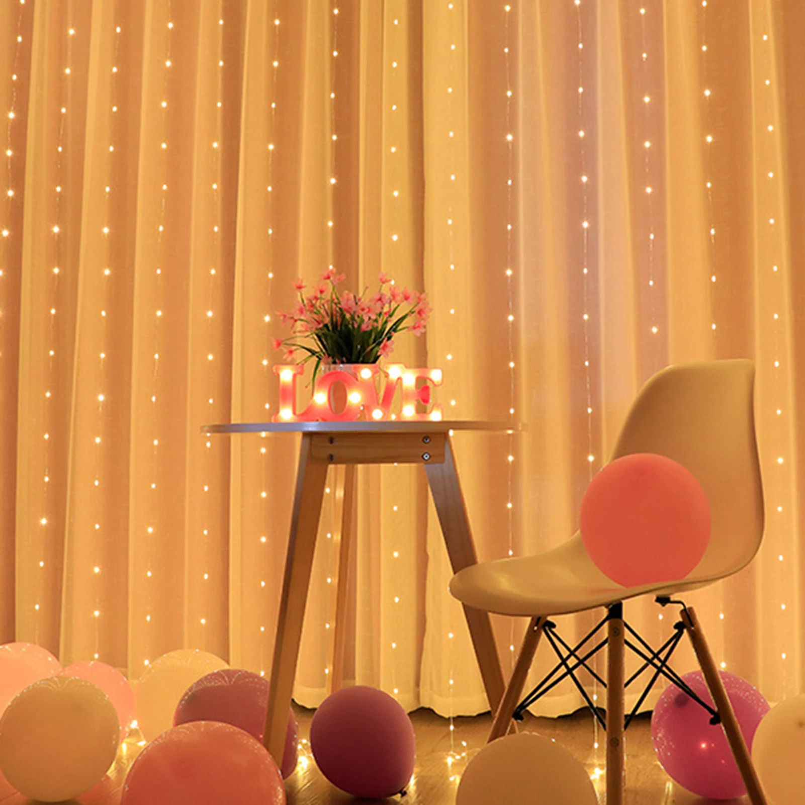 

3x2M 2x2M 200 Lights Warm White Constant Bright String Light USB Copper Wire Curtain Lamp Garland Christmas Decoration Party