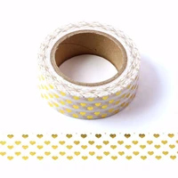 1pc 15mm10m golden heart lovely paper tape decorative scrapbooking sticky washi masking japanese gold tape masking tape
