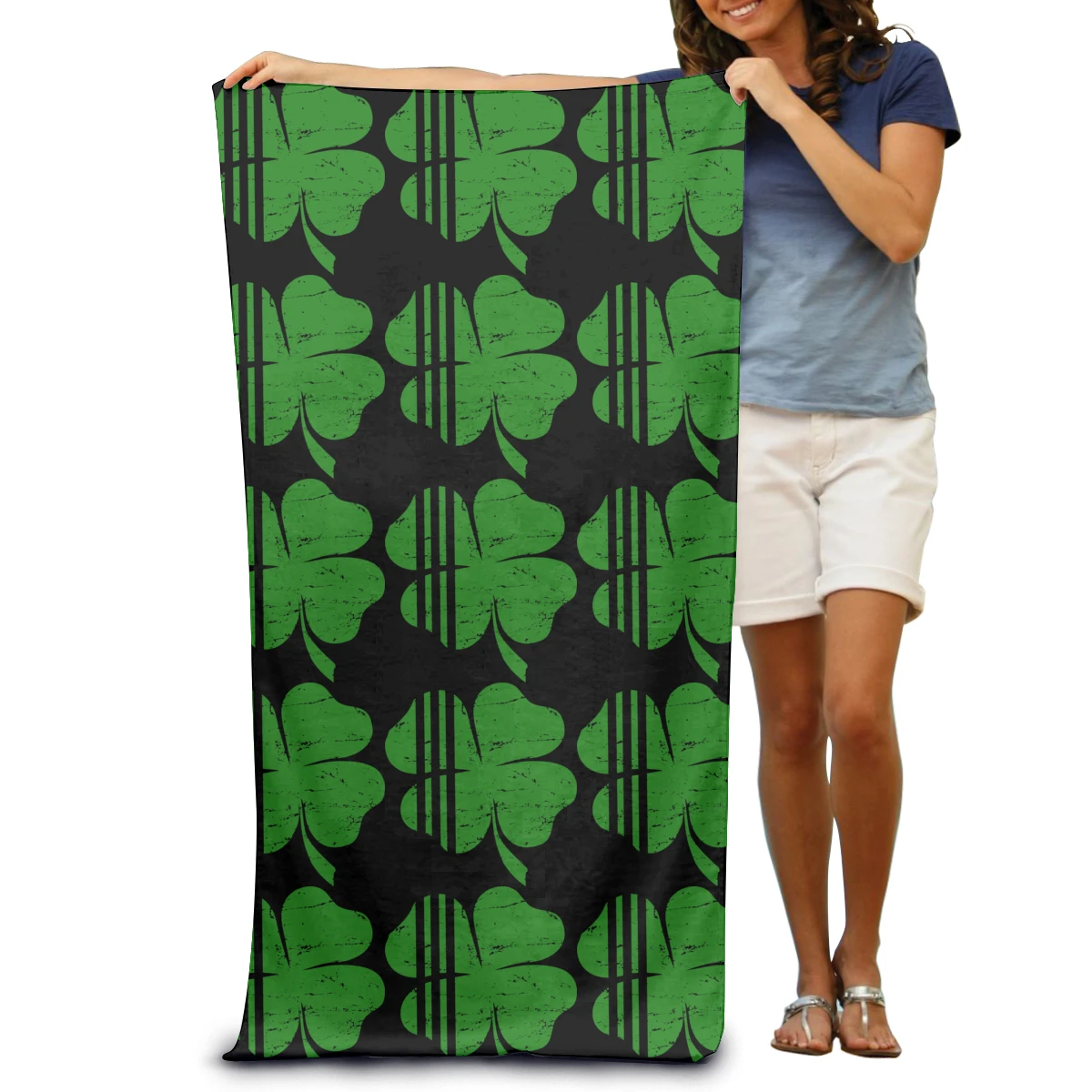 

Distressed Irish St Paddys Day Shamrock Microfiber Quick Dry Travel Beach Camping Gym Yoga Swimming Fabric Adult Towels Fitness