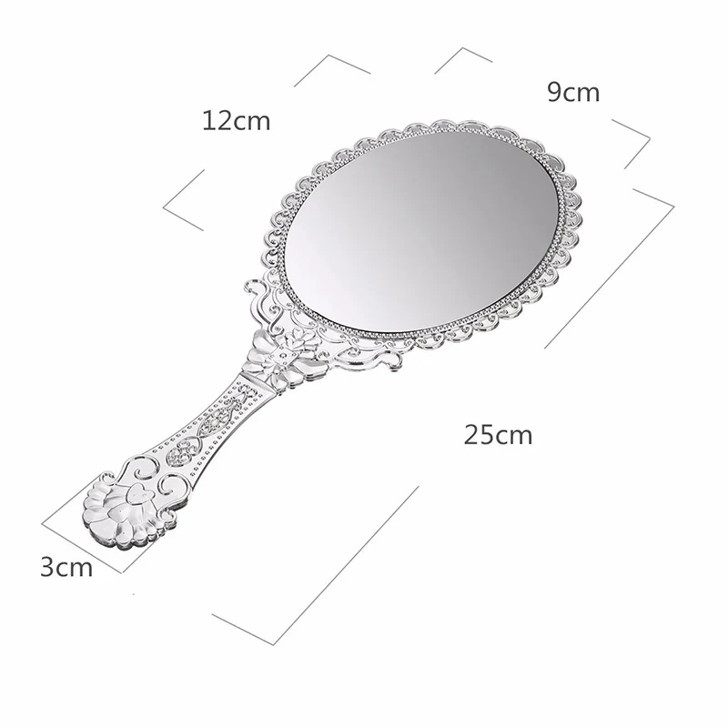 1Pcs Silver Vintage Mirror Ladies Floral Repousse Oval Round Makeup Hand Hold Princess Lady Beauty Dresser Gift | Красота и здоровье
