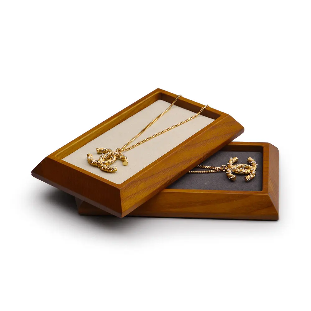 Oirlv Solid Wood Bangle Display Tray with Microfiber Jewelry Display Pallet Necklace Storage Tray for Shop Showcase Customized