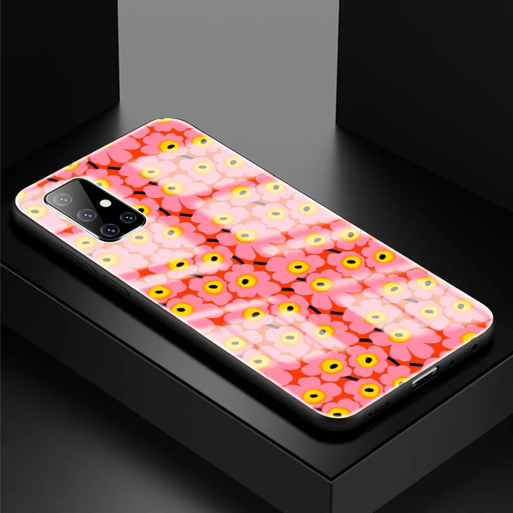 

Tempered Glass Case For Samsung Galaxy A51 A50 A71 A70 A31 A30 A21s A91 A10 A40 Phone Cover Sac Cute Flower