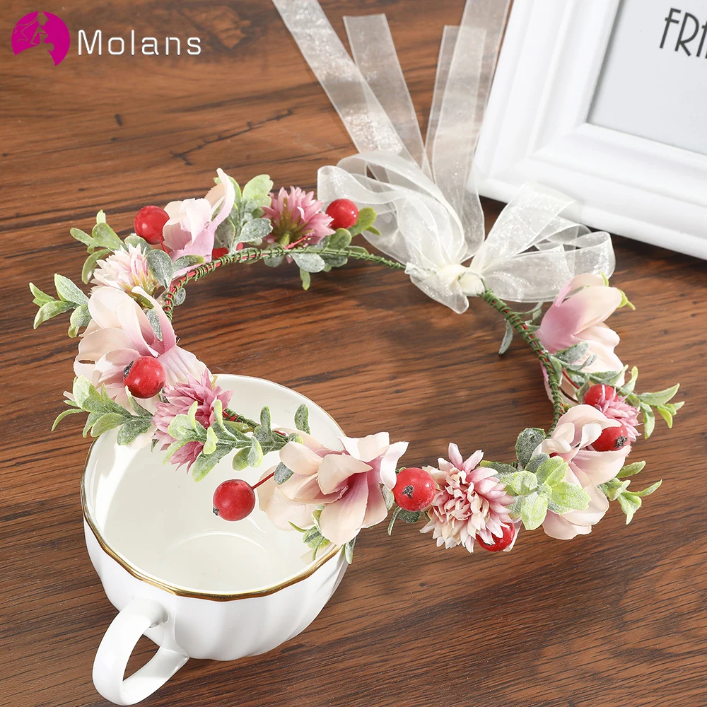 

Molans Fashion Bohemia Style Fruit Flower Headbands Floral Crown Hairband Bridal Wedding Hair Garland Girl's Hair Accessories