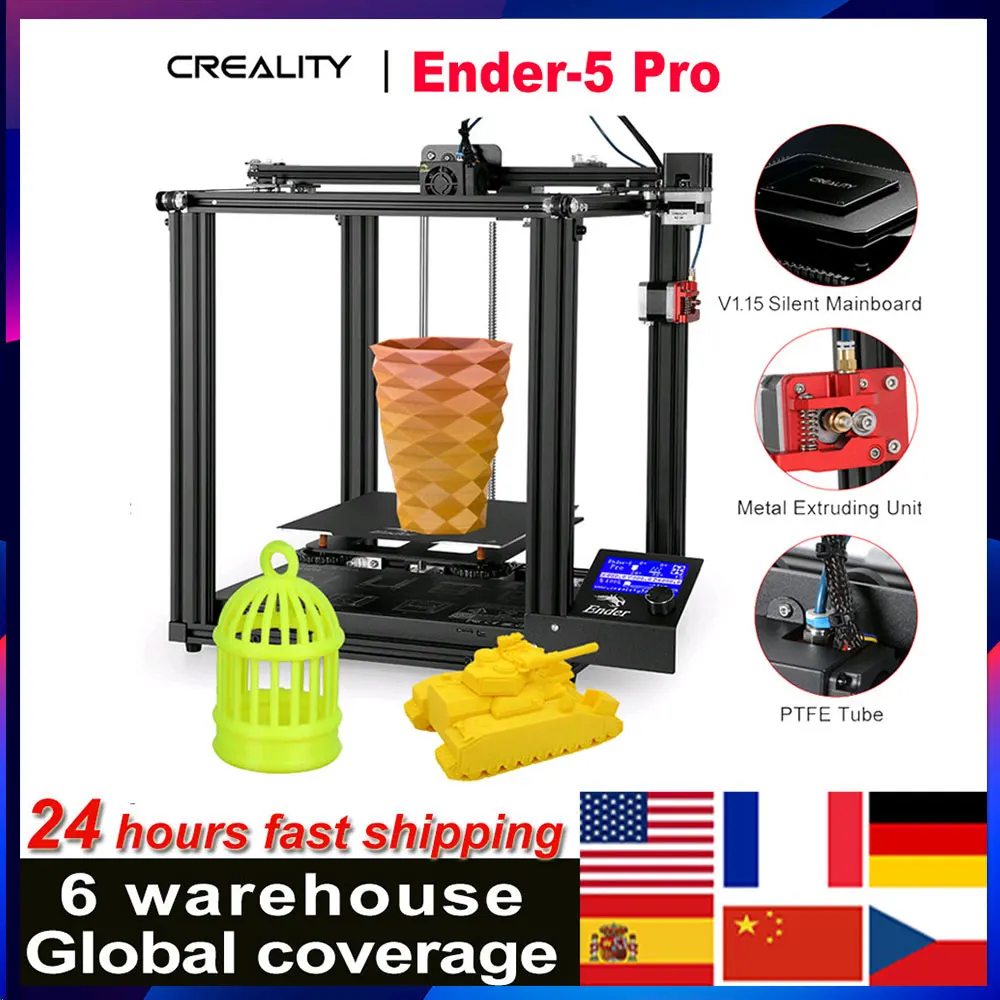 Creality 3D Ender 5 Pro Высокая точность принтеры DIY Kit с обновлением бесшумный материнская