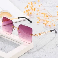 new fashion frameless womens versatile cut edge large box sunglasses glasses time limited