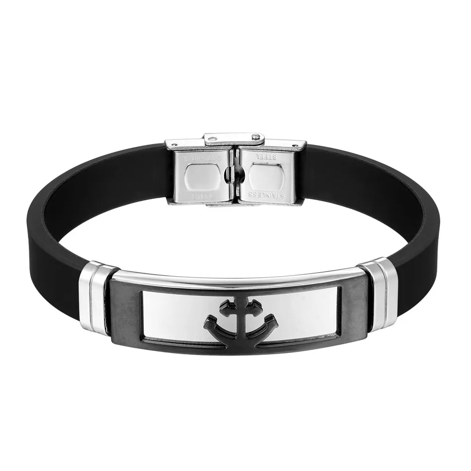 Мужской браслет-якорь из нержавеющей стали браслеты-манжеты браслеты черный
