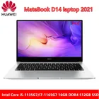 Ноутбук Huawei MateBook D 14, 2021 дюйма, Intel i5-1135G7i7-1165G7, 16 ГБ ОЗУ, 512 Гб SSD, WiFi, полноэкранный ноутбук 6 IPS, ультрабук