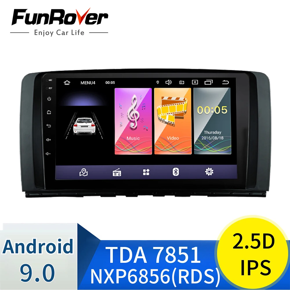 Автомагнитола Funrover 2.5D IPS на android 9 0 2din dvd плеер для Mercedes/Benz/AMG R Class W251 R280 R300 R350 R63