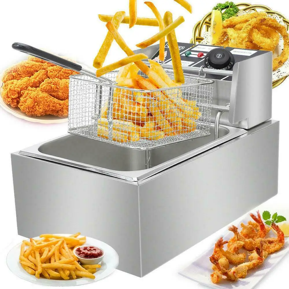 

2500W 6.3QT Electric Countertop Deep Fryer Basket Restaurant 6L Liter Zica