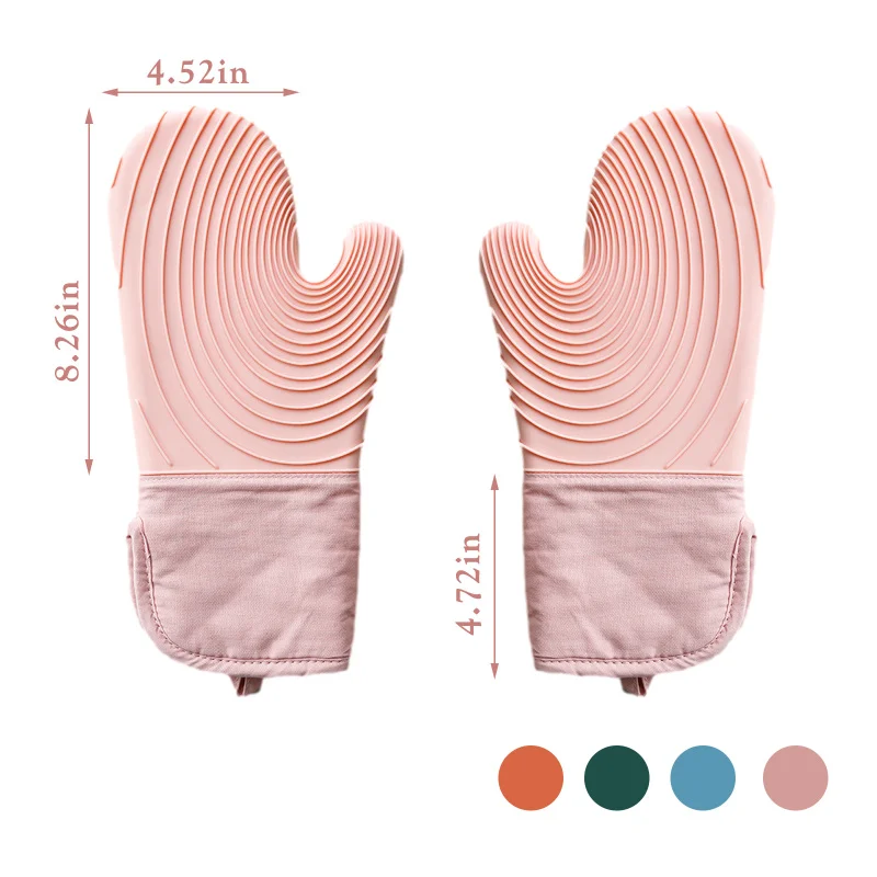

2Pcs Silicone Heat-Resistant Gloves Cooking Barbecue Gants Kitchen Microwave Mittens Oven Glove Home Heat Resistant Gloves
