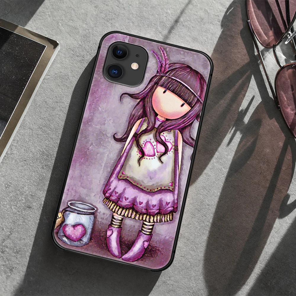 

Santoro Gorjuss Phone Case Cover Hull For iphone 5 5s se 2020 6 6s 7 8 12 mini plus X XS XR 11 PRO MAX black Funda 3D Back