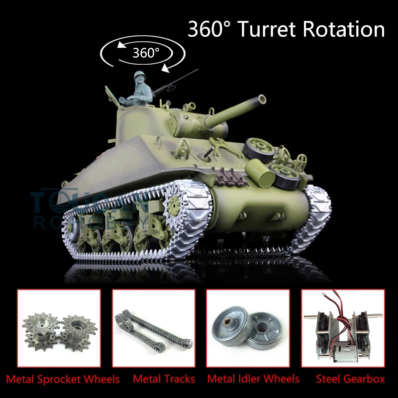 Heng Long 1/16 масштаб TK7.0 Модернизированный M4A3 Шерман RTR RC Танк 3898 Вт/360 ° револьверный