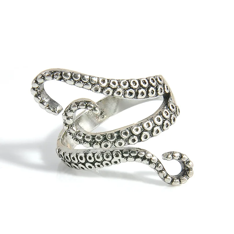 

Retro Opening Adjustable Ring Exaggerated Eight Catch Fish Tentacles To Pick up Children Men's Domineering Jewelry Gifts