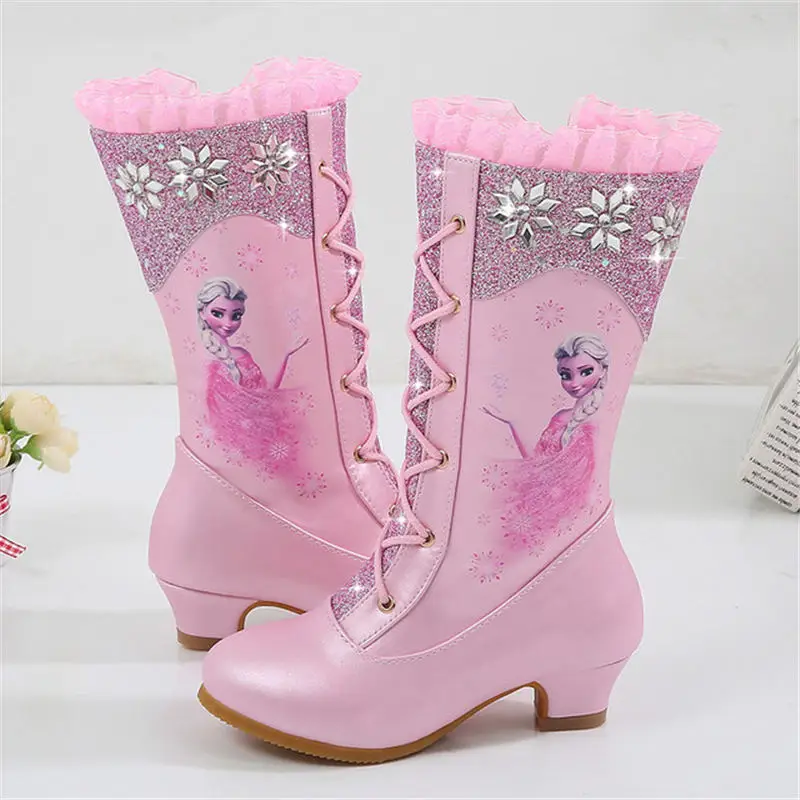 От 4 до 13 лет девочек Botas Frozen Elsa Детская зимняя обувь для принцесс Детские зимние