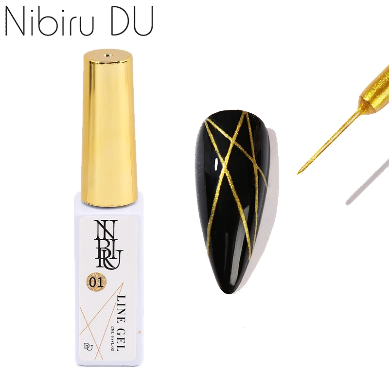 

2pcs Gold Nails Art White Line Gel Nail Polish Drawing Gel For Painting Nail Decoration Solid Color DIY Draw Polish Liner Gel