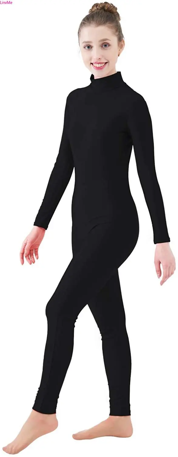 LinvMe женские водолазки из спандекса с длинным рукавом без ног комбинезон унисекс