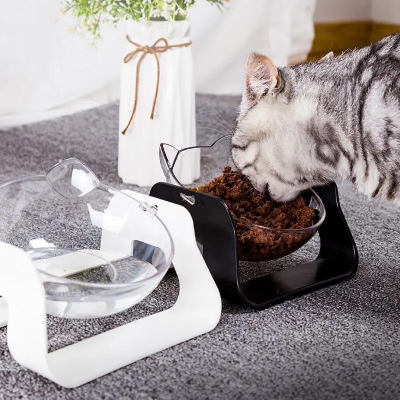 

Cat Food Bowl Potable Convenience Protection Cervical Spine Professional Transparent Plastic Pet Supplies Dog Cat Accessories