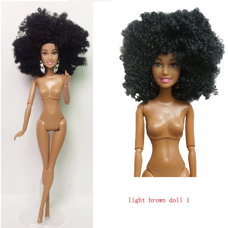 light brown doll 1 1 шт. пластиковая 11 шарнирная черная Обнаженная Кукла тело 29 см обнаженное Африканское тело с головой для 1/6 кукла DIY аксессуары для игрушечной куклы подарок - Цвет: light brown doll 1