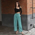 Женские брюки с широкими штанинами, однотонные, повседневные, с высокой талией, свободные, для офиса, для лета