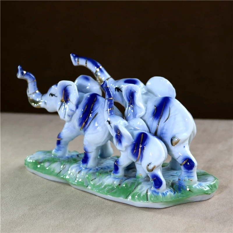 Фарфоровый слон фигурка семьи керамический миниатюрный домашний декор домашнее