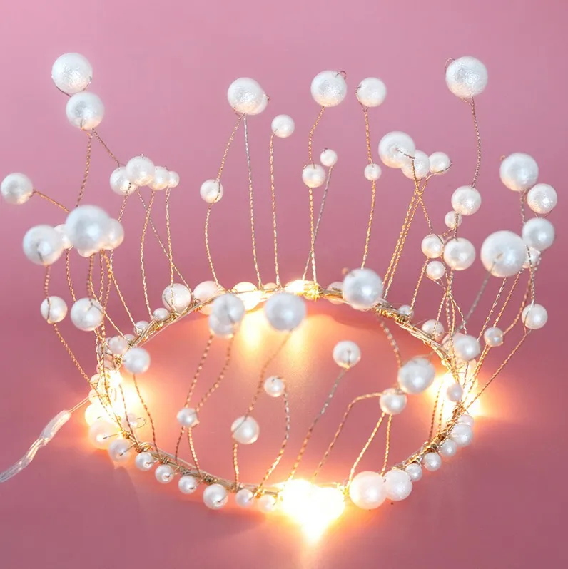 Новый светодиодный светильник с жемчужной короной украшение для торта вечерние