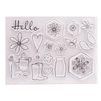 1pc hello gardening transparent silicone stamp diy scrapbooking rubber coloring embossed diary decor template reusable 1511cm