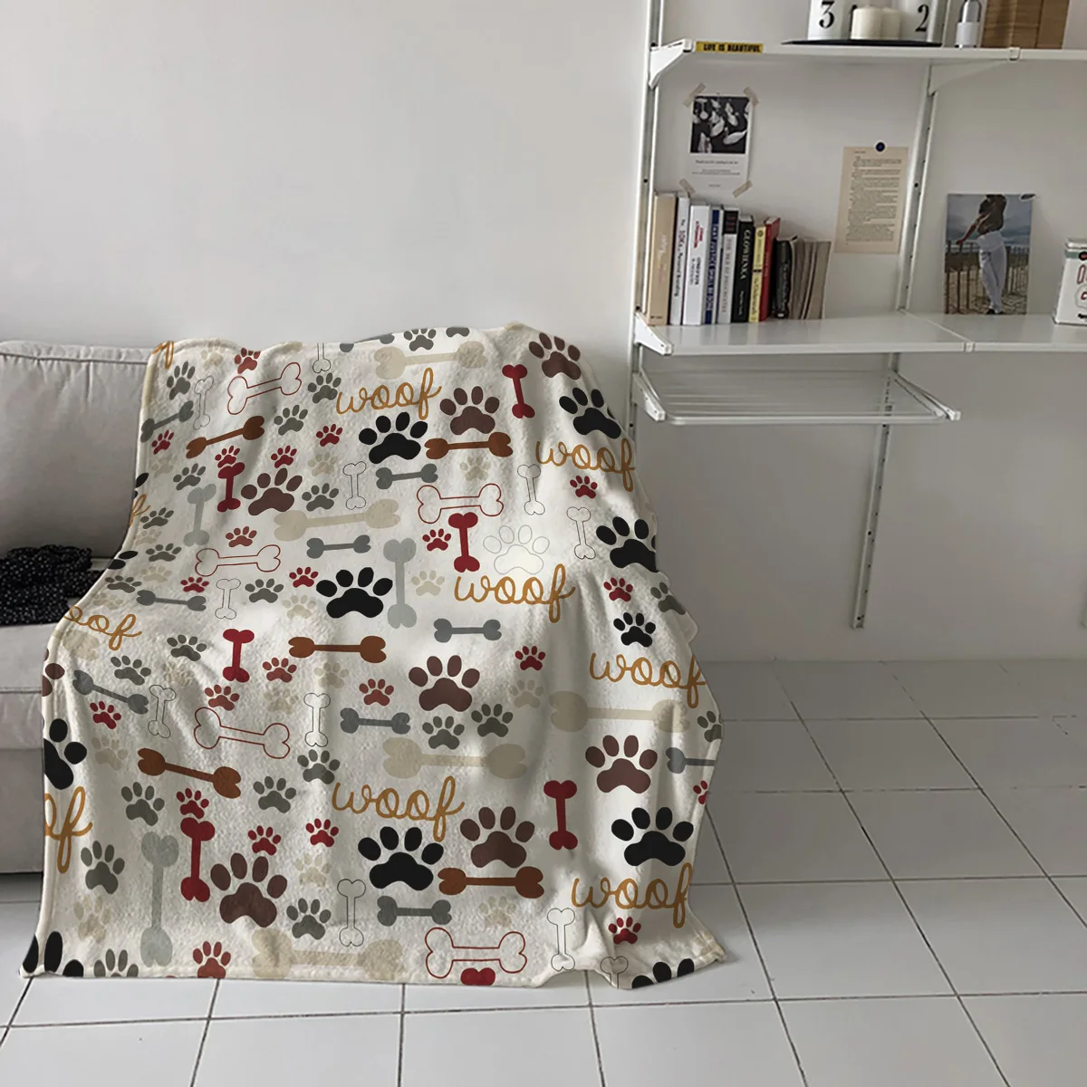 Мультяшные отпечатки собачьих лап кости одеяло с животными Забавный