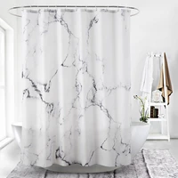 Marbling Printing Shower Curtains Waterproof White Bathroom Curtain Simple Style Bathtub Insulation Home Decor with Hooks