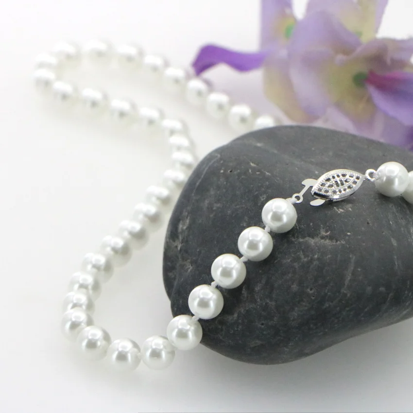 Изысканное ожерелье из белого жемчуга 8 мм модные ювелирные изделия подарки для