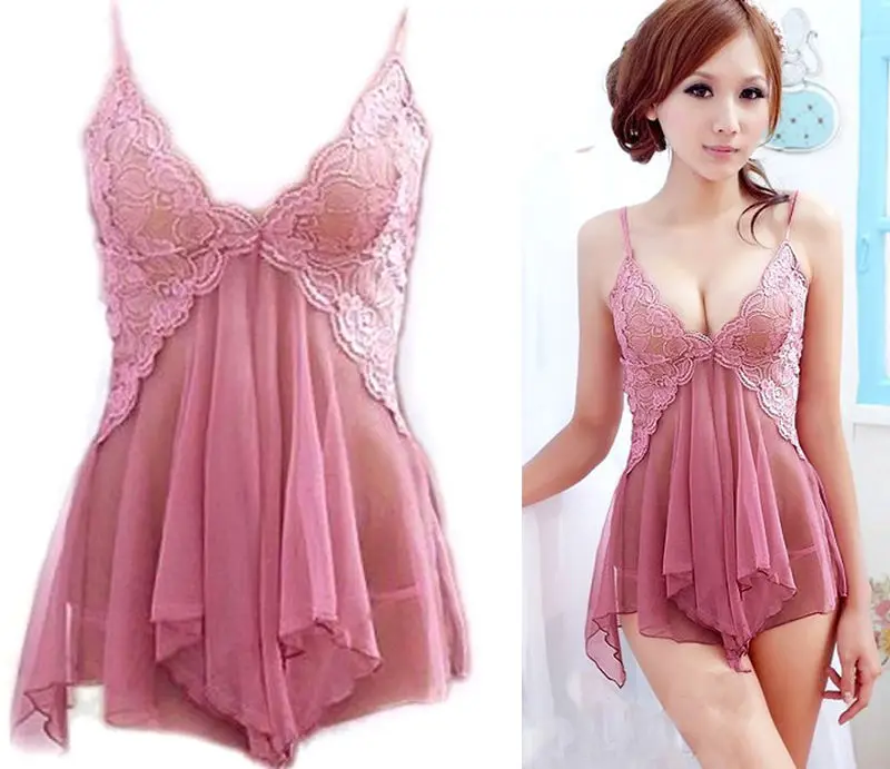Женское сексуальное нижнее белье кружевное розовое с v-образным вырезом