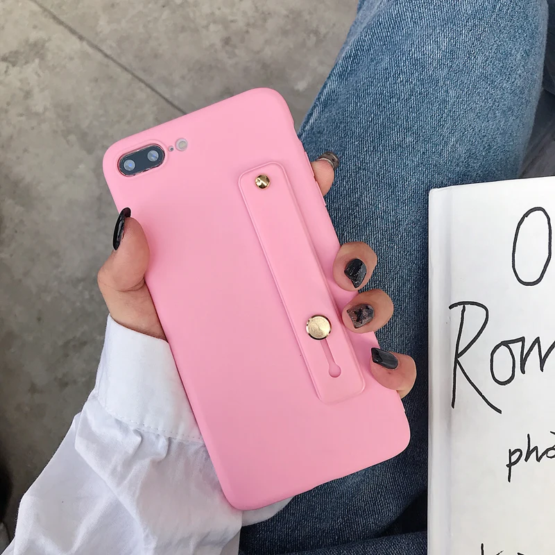Pink Сплошной Цветной силиконовый чехол с держателем для samsung Note 8 9 10 Plus цветной мягкий чехол для телефона samsung S8 9 10 Plus с подставкой - Цвет: Pink