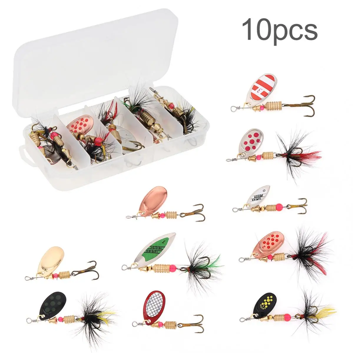 

10pcs/lot Fishing Spoon Baits 3g-7g Wobbler Metal Spinner Artificial Fishing Lures with Box Fishing Tackle hard Bait