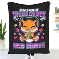 anime cat powered by video games and ramen kawaii throw blanket sheets on the bed blankets on the sofa decorative lattice
