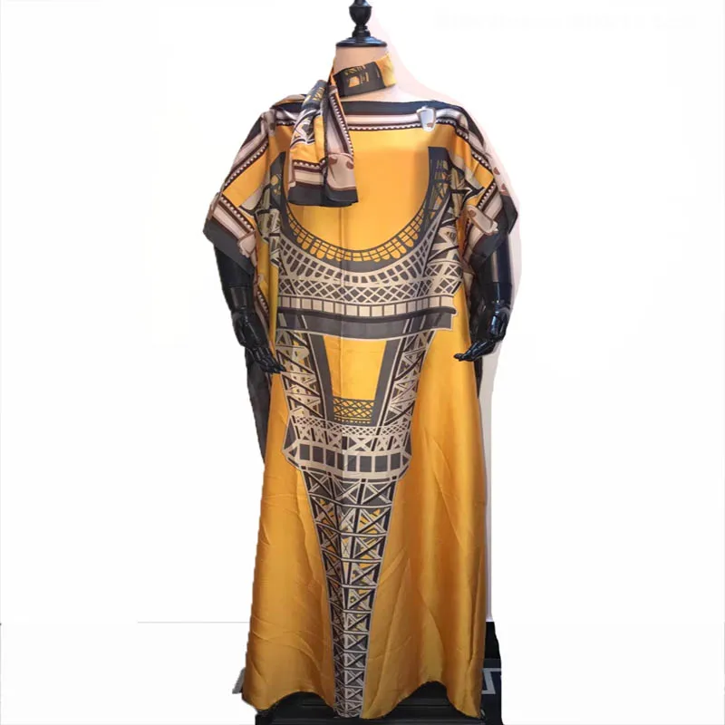 Новинка 2020 г. модные длинные платья из итальянского шелка Дашики с красивым