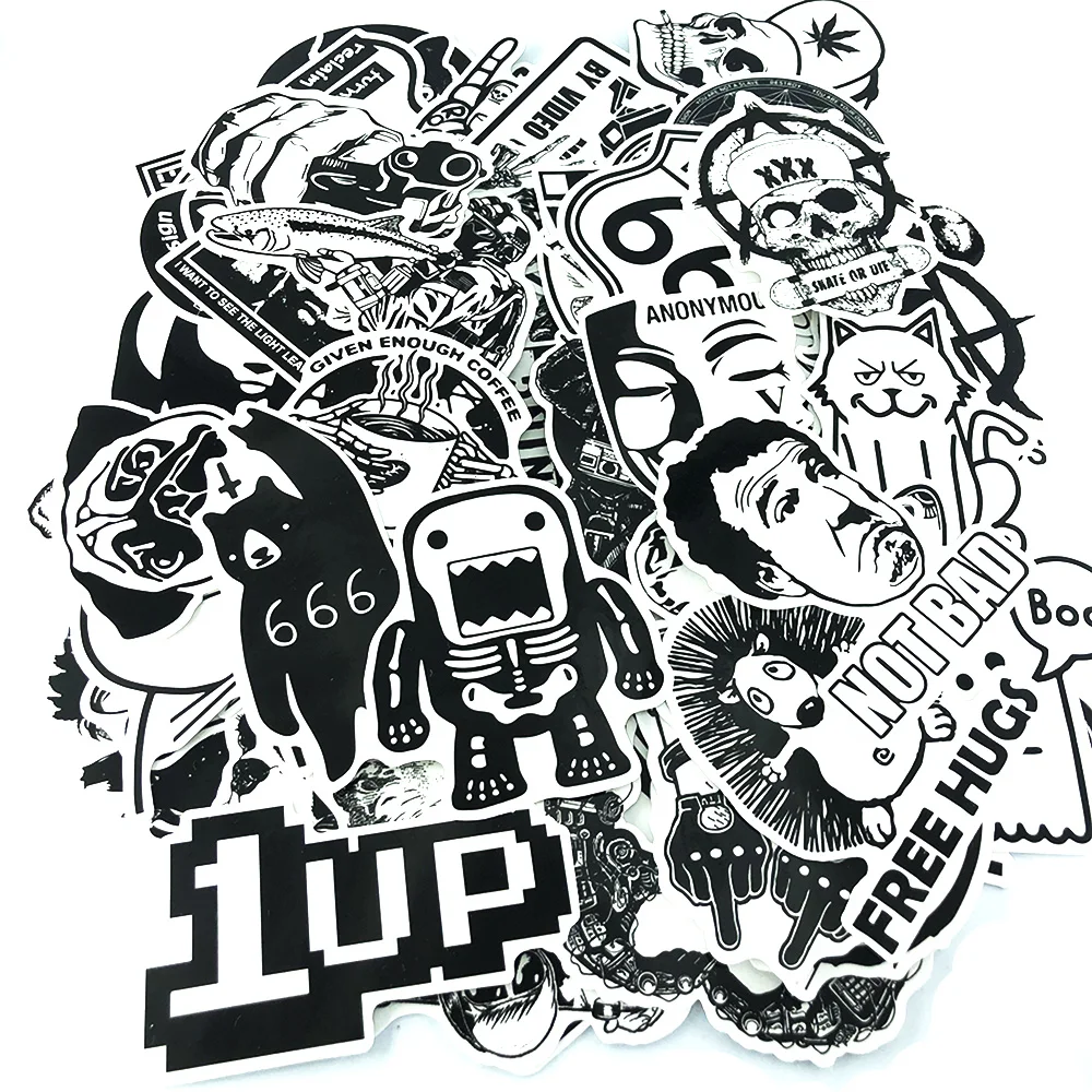 100pcs / set Vintage Stickers Black and White DIY for Motorcycle Skull Stationery Scrapbook Sticker Luggage | Канцтовары для офиса